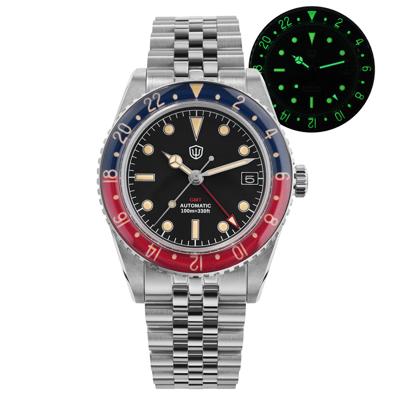 ★Summer Sale★Watchdives WD6542 38mm GMT Men Watch